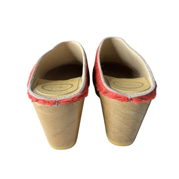 No. 6 Pony Hair Wedge Clogs Red Size 7 - Picture 4 of 5